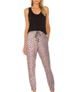 SUMMER SALE Sundry Animal Print Pocket Jogger Pant Pink