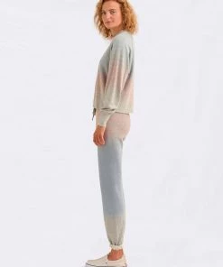 Sundry Tie Dye Cutoff Pullover Sweater Mist