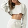Lounge + Active Wear Joah Brown Cut Off Cropped Sweatshirt