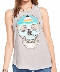 Tops Chaser Skull Open Back Muscle Tank