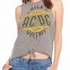 Tops Chaser ACDC Tie Front Muscle Tee
