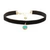 Vanessa Mooney Black Velvet Choker With Turquoise Circle Charm