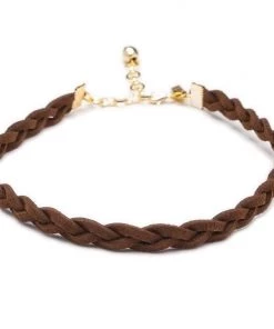 ACCESSORIES Vanessa Mooney Braided Suede Choker Brown