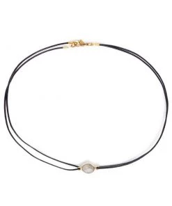 ACCESSORIES Vanessa Mooney The Maiden Moonstone Double Leather Choker - Gold