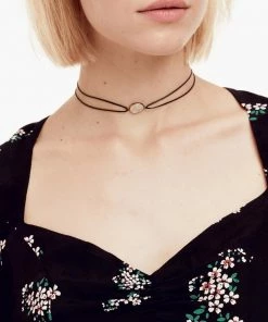 ACCESSORIES Vanessa Mooney The Maiden Moonstone Double Leather Choker - Gold