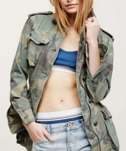 Jackets & Blazers Free People Not Your Brother's Camo Green Jacket