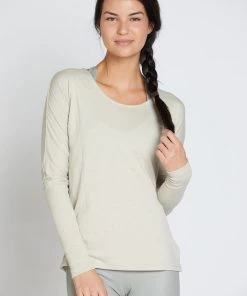 New Arrivals Onzie Drapey V-Back Sweater Taupe
