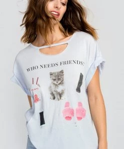 SUMMER SALE Wildfox Who Needs Friends? Rivo Tee Blue Pearl