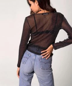 New Arrivals Motel Betina Top Sheer Black