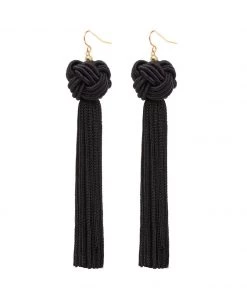 Vanessa Mooney Astrid Knotted Tassel Earrings Black New Arrivals
