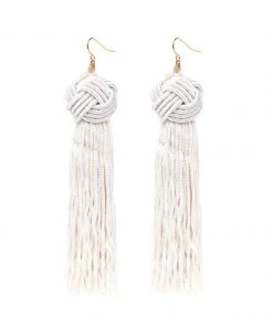 Vanessa Mooney Astrid Knotted Tassel Earrings Ivory New Arrivals