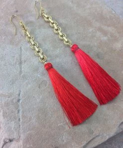 Vanessa Mooney The Isla Tassel Earrings Red New Arrivals