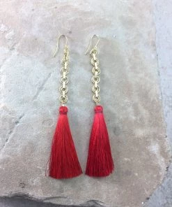 Vanessa Mooney The Isla Tassel Earrings Red New Arrivals