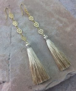 Vanessa Mooney The Estella Tassel Earrings Cream