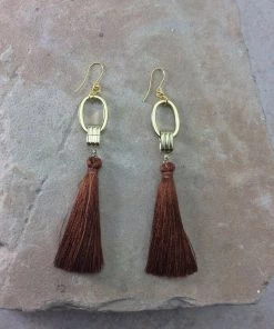 New Arrivals Vanessa Mooney The Cleo Tassel Earrings Brown