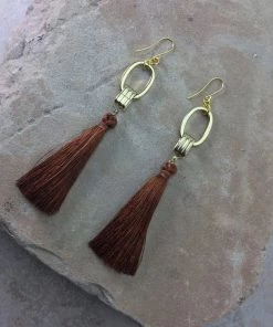 New Arrivals Vanessa Mooney The Cleo Tassel Earrings Brown