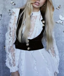 For Love And Lemons Beatrix Velvet Vest