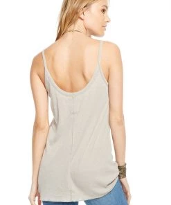 Chaser Vintage Rib Lace Up Cami Tank