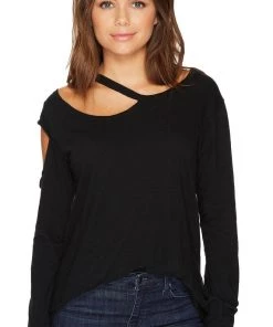 Sweaters & Knits LNA Hamilton Asymmetrical Long Sleeve Top Black