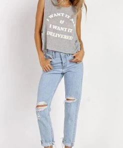 Tops Wildfox Want It All Deivered Crop Tank Top