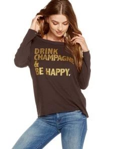 Chaser Happy Champagne Long Sleeve Top