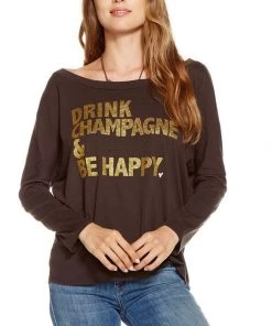 Chaser Happy Champagne Long Sleeve Top