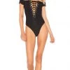 New Arrivals Blue Life Off Shoulder One Piece Swim Suit Black