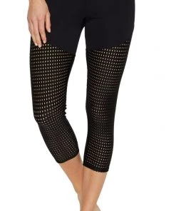 Onzie Half/ Half Mesh Capri Legging Activewear