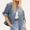 Free People After Hours Fringe Denim Jacket