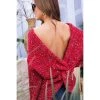 Sweaters & Knits Main Strip Red Multi Polka Dot Twist Front Or Back Sweater