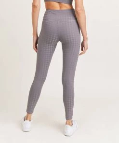 Mono B Textured Houndstooth High Waist Leggings Plum Gray Lounge + Active Wear