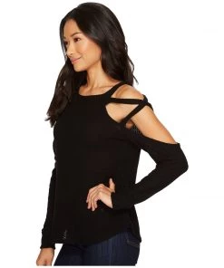 LNA Strappy Shoulder Waffle Sweater Sweaters & Knits