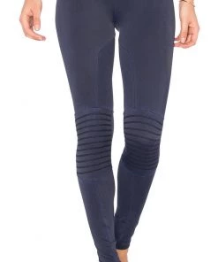 Activewear Blue Life Fit Moto Zipper Leggings Ink