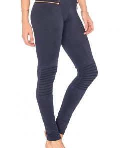 Activewear Blue Life Fit Moto Zipper Leggings Ink