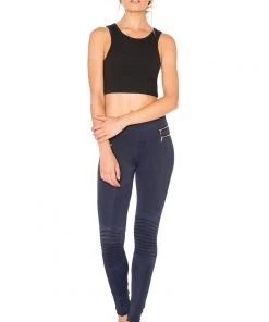 Activewear Blue Life Fit Moto Zipper Leggings Ink