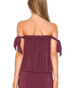 SUMMER SALE Blue Life Venus Tie Sleeve Top Wild Berry