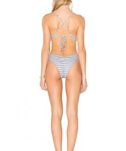 Swimwear Blue Life Seaside One Piece Swimsuit Stripe Jacquard