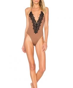 Swimwear Blue Life Mirage Halter One Piece Swim Suit Cacao