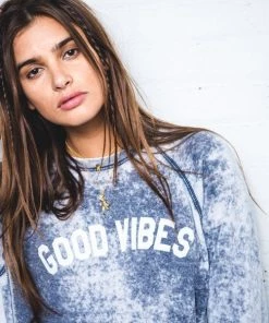 Sweaters & Knits Suburban Riot Good Vibes Burnout Wash Sweatshirt