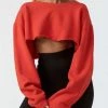 Joah Brown Cut Off Cropped Sweatshirt Hot Sauce