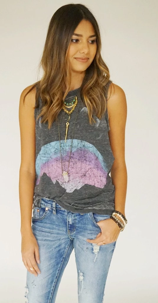 Tops Chaser Moon Side Slit Tank 3 Tops Chaser Moon Side Slit Tank