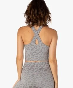 Activewear Beyond Yoga Studio Cropped Tank Grey Leopard