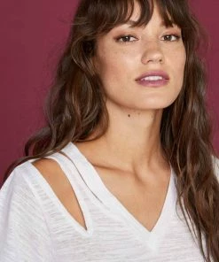 LNA Pine V Neck Tee White New Arrivals