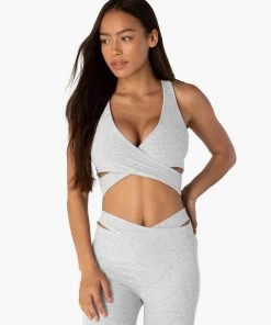 Beyond Yoga Spacedye That's A Wrap Cropped Tank Silver Mist