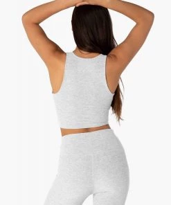 Beyond Yoga Spacedye That's A Wrap Cropped Tank Silver Mist