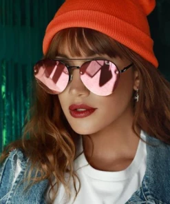 Quay Somerset Aviator Sunglasses Pink