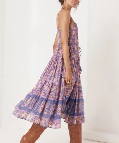 Spell & The Gypsy Juniper Shirred Strappy Dress Violet