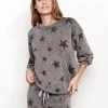 Sweaters & Knits Sundry Stars Puff Sleeve Sweatshirt Acid Wash