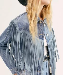 Free People After Hours Fringe Denim Jacket