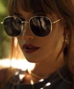 New Arrivals Quay Jezabell Round Sunglasses Gold/Smoke